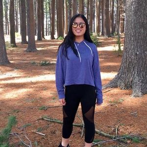 Heathered Blue Athletic Drawstring Sweatshirt